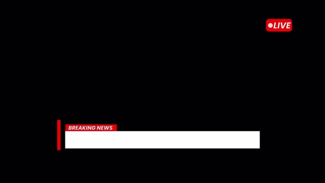 Breaking News Lower Third Banner for Cable News TV Broadcast with Transparent Alpha Channel and Live Indicator 4k video