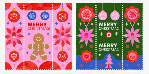 Festive christmas gift bags with ornaments and holiday greetings displayed © Debashis