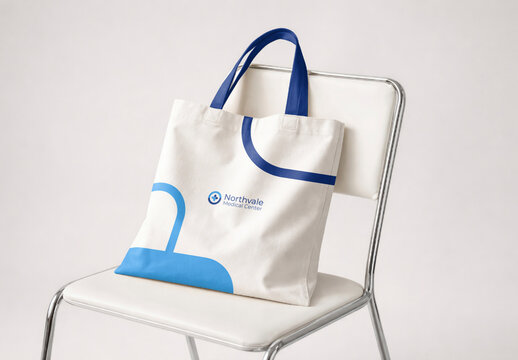 Branded Tote Bag Mockup On Chair PSD