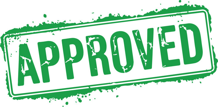 Green approved stamp on white background with grunge texture
