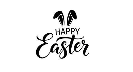 Fototapeta premium Happy easter elegant calligraphy with bunny ears festive spring holiday greetings