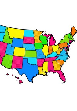Map of the united states colored by electoral college vote distribution
