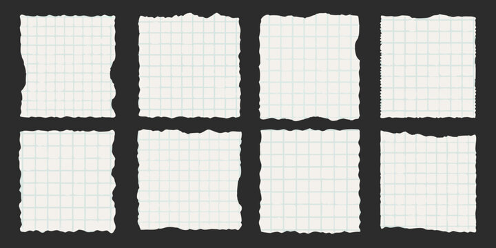 Torn notebook paper strips arranged on a dark background