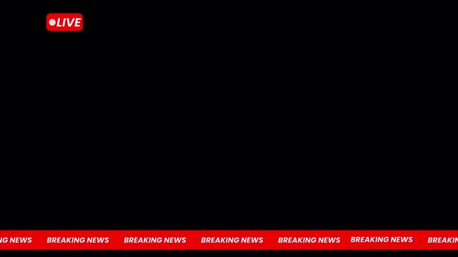 Breaking News Lower Third Banner with Live Indicator for TV Broadcast and Cable News Chyron on Transparent Background 4k video