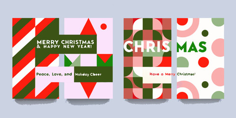 Festive christmas card designs featuring geometric shapes and holiday greetings © Pabitra