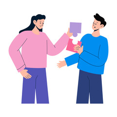 Obraz premium A flat style illustration depicting brand collaboration