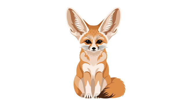 Cute Fennec Fox Portrait Illustration, Large Ears, Desert Animal
