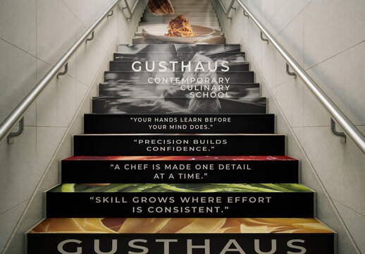 Inspirational Culinary School Staircase Mockup PSD