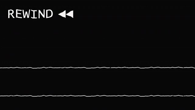 animation VHS rewind tape transparent background. old VHS overlay for old vintage classic retro style video alpha channel.