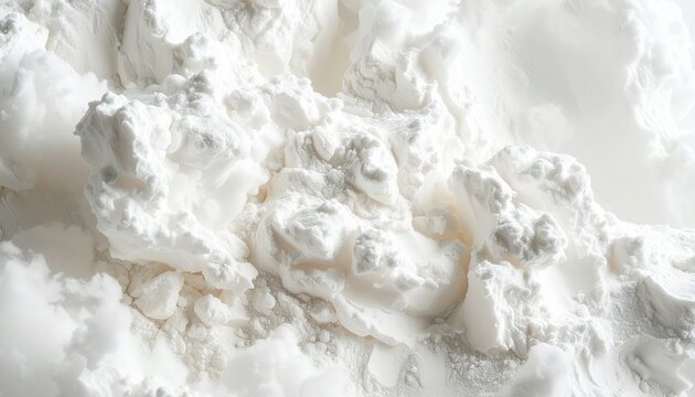 Macro close-up of flour with a lumpy texture