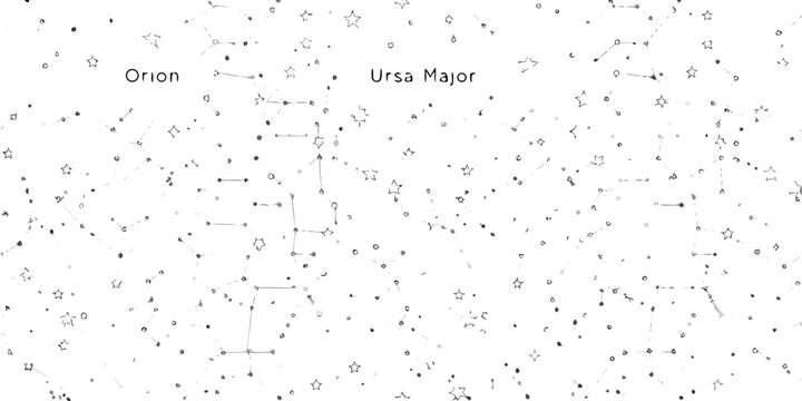 Constellation map depicting orion ursa major and surrounding stars