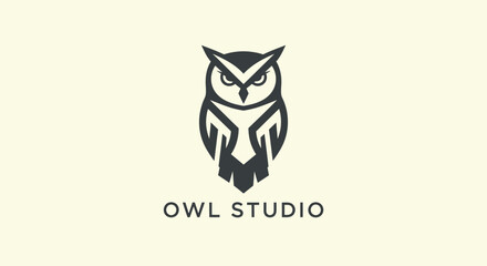 Fototapeta premium Elegant Owl Studio Logo - A Symbol of Wisdom and Creativity.