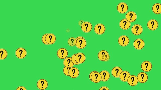 Animated Circle Yellow Question Mark Icon on Green Screen - FAQ, Help, and Support Concept.