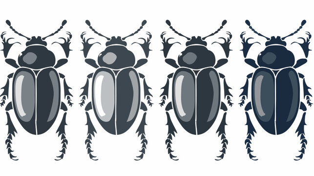 Four beetle illustrations in varying shades of grey on a white background