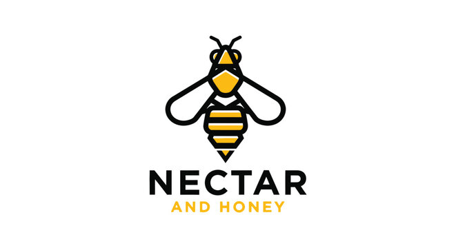 Elegant bee logo for nectar and honey products, perfect branding design.