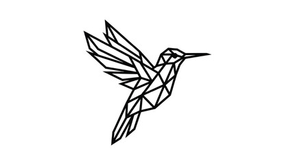 Naklejka premium Modern Geometric Hummingbird Vector | Minimalist Polygon Bird Icon for Color and Speed Branding