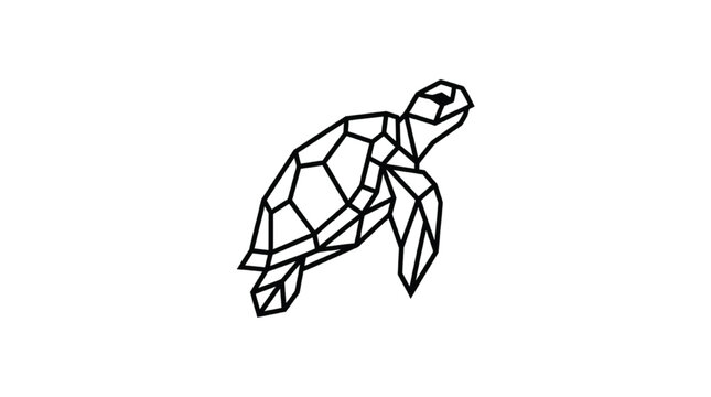 Geometric Sea Turtle Vector Swimming | Minimalist Ocean Polygon Icon for Conservation and Travel