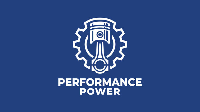Engine piston performance power logo design for automotive industry and related services.