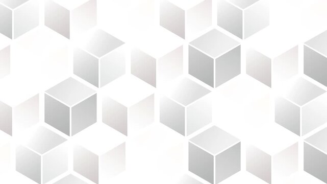 Minimalist White Geometric Isometric Cubes Abstract Loop Background