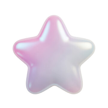 3d render of a glossy iridescent star shape isolated on transparent background