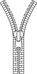Fototapeta premium Black and White Line of an Open Zipper with Slider