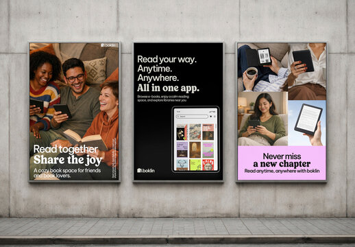 Digital Reading App Advertisement Posters Mockup PSD