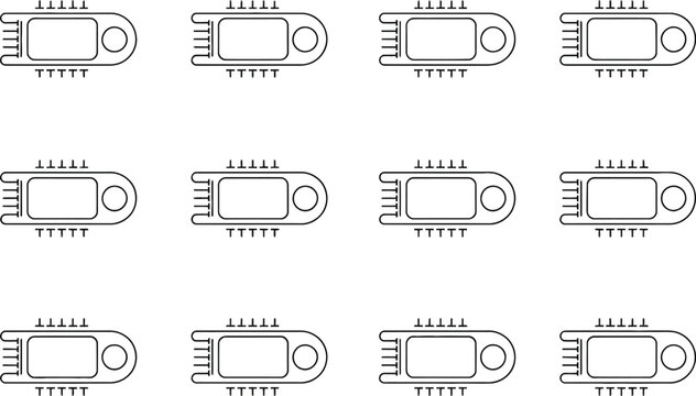 A Grid of Stylized USB Flash Drive with T-Shaped