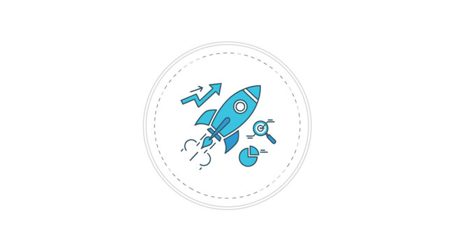 Business Growth Strategy Launch Rocket Icon Illustration