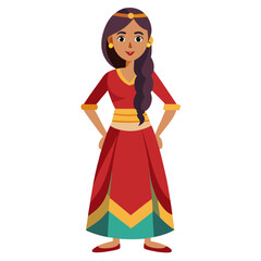 Fototapeta premium Woman Traditional Dress Vector Illustration