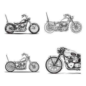 Black and white of classic motorcycles with sidecars vintage motorcycle with sidecar