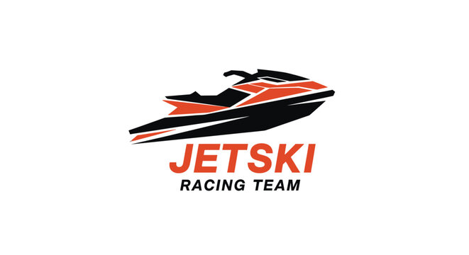 Jetski Racing Team Logo Design with Dynamic Watercraft Illustration.