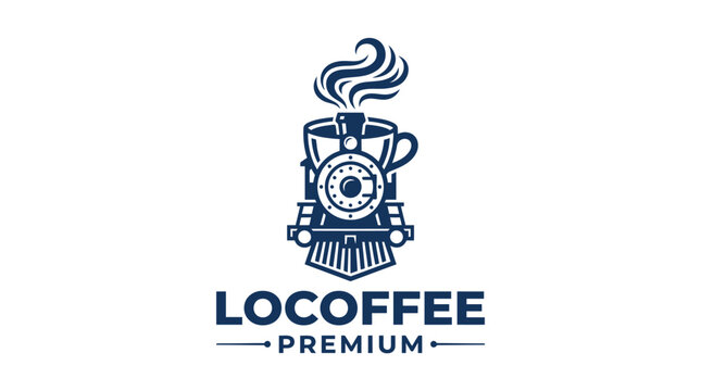 Loco Coffee Premium Logo - Steam Train Cup, Beverage Branding, Coffee Shop Design.