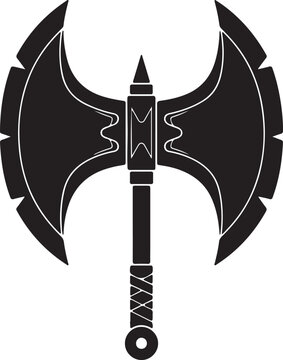 Double Axe Black Silhouette Vector Fantasy Weapon Icon Design