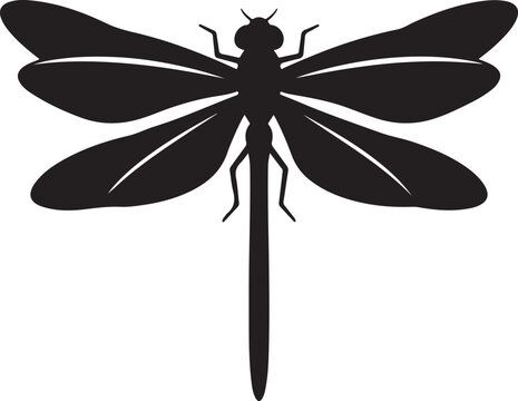Dragonfly Black Silhouette Vector Insect Icon Minimal Design