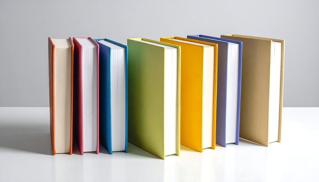 A colorful arrangement of books on a table