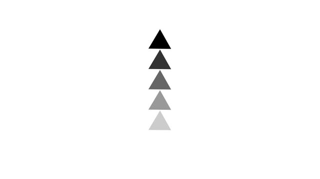 A stack of four triangles in varying shades of gray on white