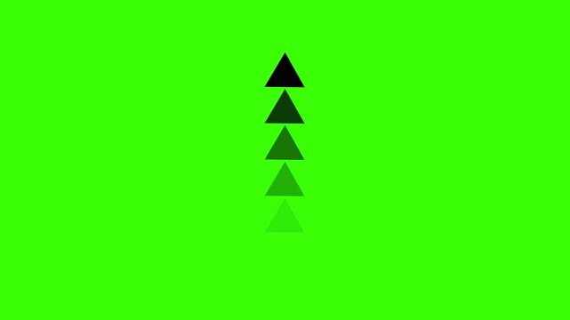 A stack of four triangles in varying shades of green on a green background