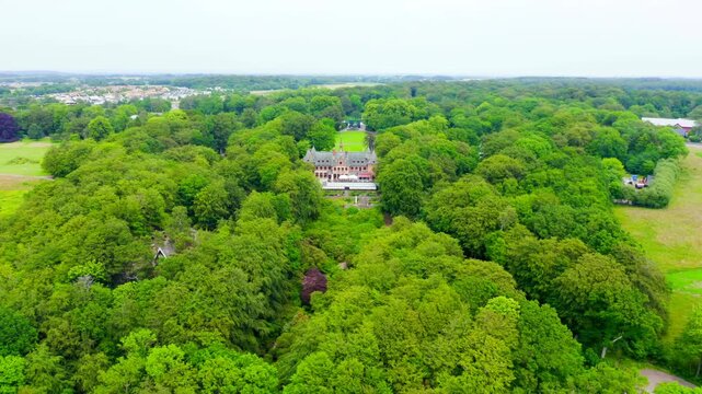 Sweden. Castle on the banks of the Oresund Strait. Sofieru. Drone footage