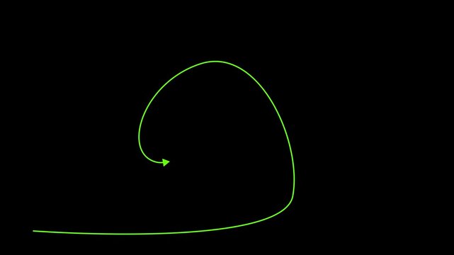 A vibrant green line extends diagonally across a completely black background