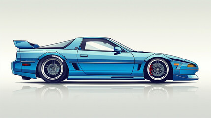 Obraz premium Iconic 90s Japanese Sports Car Realistic Vector Art.
