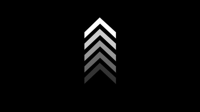 A grayscale chevron pattern composed of stacked diminishing rectangles