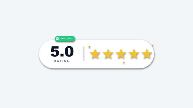 Excellent Five Point Zero Star Rating Badge Animation