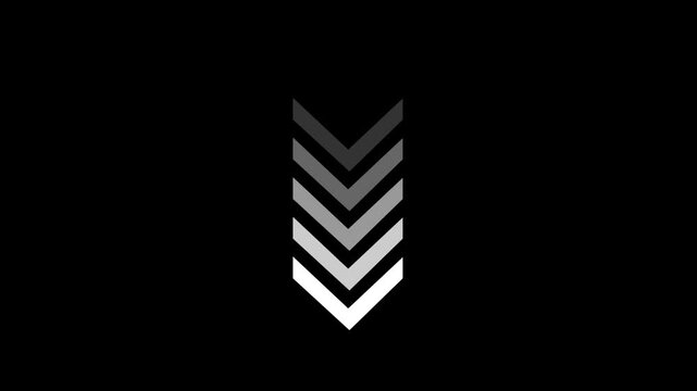 A series of descending gray chevron shapes against a black background