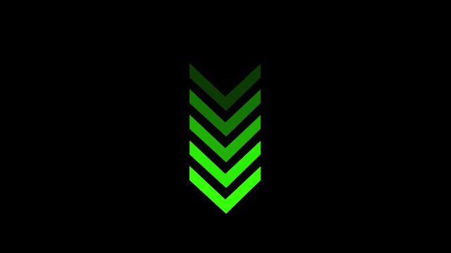 Green chevron pattern resembling upward pointing arrows on black background