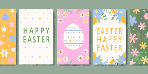 Colorful easter card designs with floral patterns and festive greetings © Ranajit