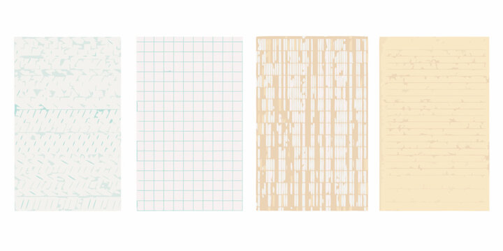 Four rectangular papers with diverse textures and subtle patterned backgrounds