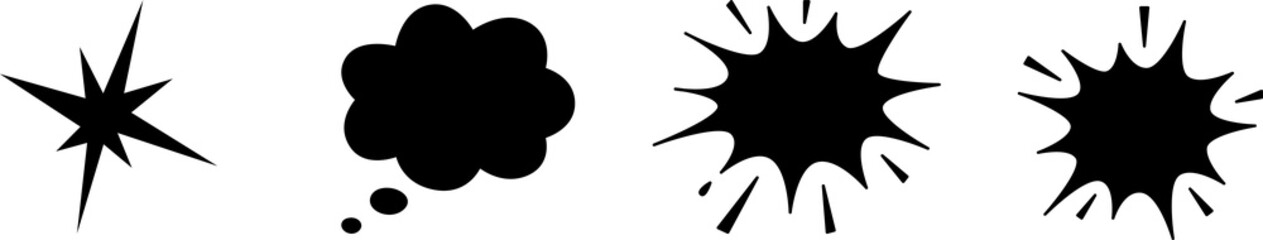Solid Comic Explosion burst comic speech bubble icon isolated on transparent background. Dynamic shout communication balloon silhouette for pop art design. Hand drawn speech thought comic explosion © Stock Pro
