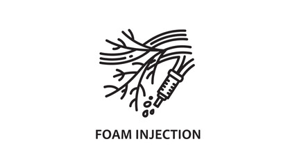 Fototapeta premium Foam Injection Sclerotherapy Line Icon – Varicose Vein Treatment Medical Procedure Minimal Outline Vector
