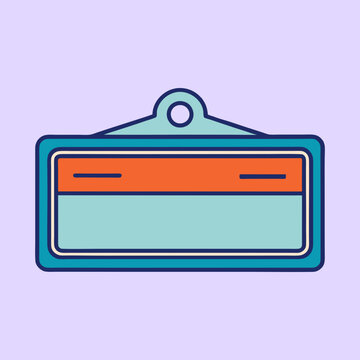 Retro Style Name Tag Icon with Blue and Orange Palette