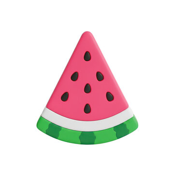 A silicone watermelon slice teether toy isolated on transparent background